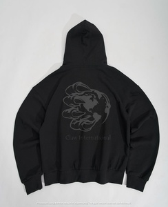 Sweat à capuche zippé personnalisé pour homme, design uni, haute qualité, 100 % coton, coupe régulière coupe-vent, 430g, style urbain, hiver - Product Image 6