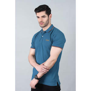 Polo de Algodón Azul LOGAN para Hombre con Logotipo Personalizado, Corte Ajustado, Logotipo Bordado de Alta Calidad, Transpirable, Diseño Sólido, Talla XL - Product Image 4