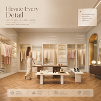 Ensemble de présentation de boutique blanc ivoire, table basse, armoire à étagères ouvertes, mobilier de luxe pour magasin de vêtements, marque de mode