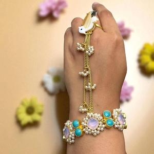 Designer Hand Cuff Stones or Pearls Look <b>Bracelet</b> for Women Girls Elegant Traditional Wear for Party Wear Collections For Women - Product Image 1