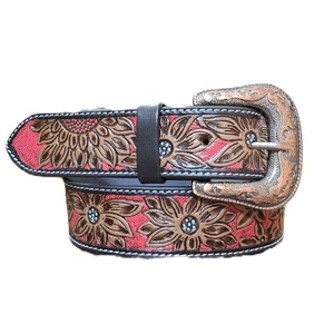 Ceinture Western en cuir véritable de vache, artisanale, durable, haute résistance, robuste, vintage, avec boucle à ardillon en acier, pour l'extérieur - Product Image 1