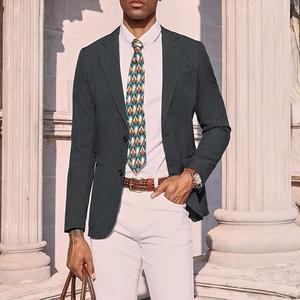 Blazer de un solo pecho ajustado para hombre, abrigo deportivo informal ligero para verano diario, Chaqueta de traje para hombre de negocios o boda - Product Image 4
