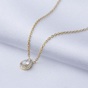 Collar con Colgante de Circonita Blanca Transparente en Forma de Pera, Joyería Turca Hecha a Mano al por Mayor, Plata de Ley 925 - Product Image 2