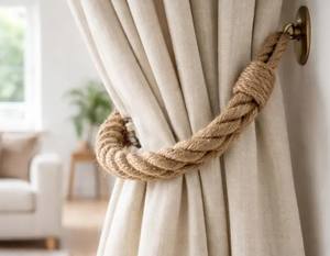 Sujetador de Cortinas, Soporte de Cortinas Natural, Decoración Rústica para Ventanas de Estilo Campestre..Cuerda de Yute - Product Image 1