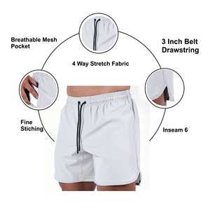 Shorts de sport en toile de coton épaisse brodés, séchage rapide, respirants, taille élastique, poches, personnalisables pour hommes - Vente en gros - Product Image 6