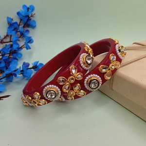 กำไลแต่งงานอินเดียลายดอกไม้อะคริลิคคริสตัลแบบดั้งเดิมกำไลข้อมือเจ้าสาวเครื่องประดับขายส่งยิวอินเดีย - Product Image 1