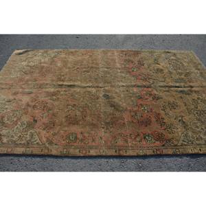 Tapis turc vintage 5.7x9,7 pieds Beige rose tissage plat laine avec motif patchwork pour décorations de salon ou utilisation couloir - Product Image 4