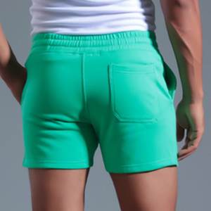 Pantalones cortos atléticos para correr en el gimnasio para hombre con bolsillos 100% algodón cristal sólido transpirable secado rápido cintura elástica entrenamiento Jogger Shorts - Product Image 4