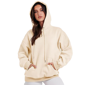 Venta al por mayor de encargo de manga larga señora mujeres Top pulóver sudaderas con capucha cortas para las mujeres Sudadera con capucha de lana - Product Image 4