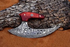 Couteau à pizza artisanal en acier damas forgé, lame en acier carbone, écologique, couteau Ullu, hachoir de chef, manche en bois, coupe en cuisine - Product Image 2