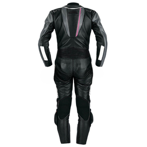 Combinaison de moto en cuir pour hommes sur mesure équipement de moto de course noir gris rose protection motard une pièce costumes - Product Image 5