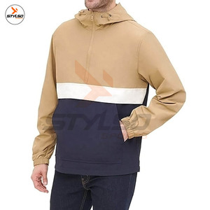 Logo personnalisé Mode décontractée Veste coupe-vent zippée pour hommes avec capuche pliable Vestes d'extérieur coupe-vent et imperméables - Product Image 2