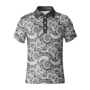 Polo de Golf para Hombre de Alto Rendimiento con Estampado Floral Completo, Manga Corta, Tejido Transpirable que Absorbe la Humedad, Logotipo Personalizado - Product Image 4