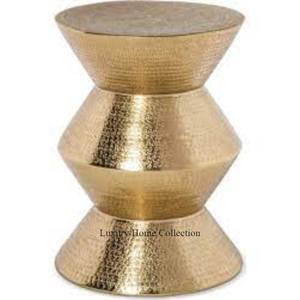 Acier inoxydable fait main de table d'appoint de style moderne en métal d'aspect antique fait avec un design martelé poli brillant de couleur or - Product Image 1