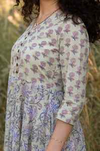 Robe Laveda Imprimée à la Main en Coton Pur Bohème Casual Occasionnelle Vacances Robe d'Été - Product Image 2