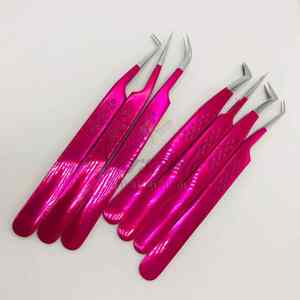 Pince à épiler professionnelle pour extension de cils en acier inoxydable rose vif avec logo personnalisé nouvelle pince à épiler à pointe pointue - Product Image 3
