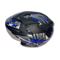 Casque de moto ABS demi-visage bleu mat BXP JP7 Juke de haute qualité, neuf |   Double visière certifiée SNI pour adultes