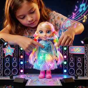 2 Muñecas de Moda de 38 cm con Luz RGB y Música, Juguetes de Plástico a Pilas para Niños - Product Image 4