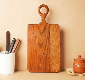 Bloque de cortar de cocina de madera de acacia natural, tabla de cortar, queso y servir hecha a mano para uso doméstico y en restaurantes - Product Image 1