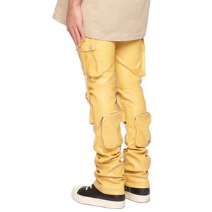 Pantalones de chándal de cuero apilados personalizados con diseño de estilo único precio barato pantalones de chándal apilados de cuero de la mejor calidad pantalones de hombre - Product Image 4