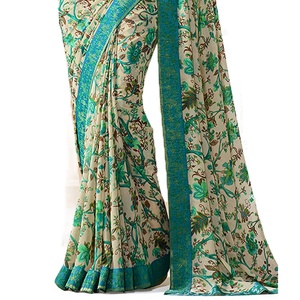 Sari indio tradicional de estilo étnico elegante con estampado digital de Bollywood en georgette para fiesta, blusa sin coser para mujer - Product Image 5