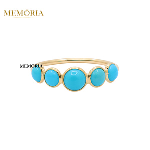 Anillos de Compromiso y Boda Hechos a Mano con Turquesa Geométrica en Oro Amarillo Sólido de 18K, con Certificación IGI, Venta al Por Mayor - Product Image 1