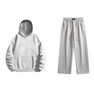 Two-piece Set <b>Men</b> 2025 Winter New Casual Outdoor Hooded Long Sleeve Loose T <b>Shirt</b> Elastic Waist Solid 100% Cotton Comfort Pants - Product Image 4