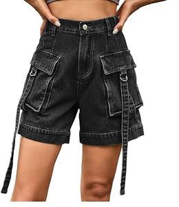 Street Wear Mode Jeans Denim Shorts Femmes Travail Mode Shorts Séchage Rapide Respirant Multi Poches Denim Shorts - Product Image 1