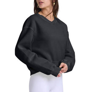 Logo personnalisé Streetwear Hoodies Haute Qualité Femmes Crop Goutte Épaule Femmes Sweatshirt pour Femme - Product Image 6