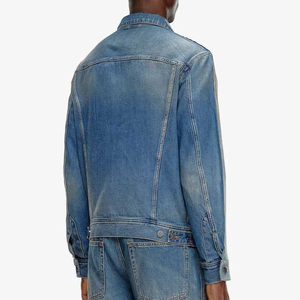 Veste en jean longue extensible sur mesure pour homme, en coton, veste en jean unie pour l'hiver, veste grande taille pour homme - Product Image 4