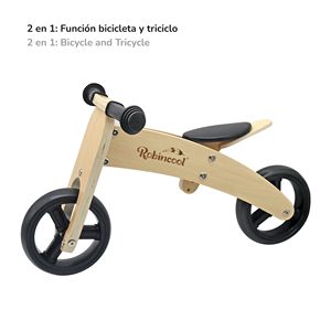 ROBINCOOL Vélo d'équilibre pour enfants noir 2 en 1 transformable en 2 ou 3 <span class=keywords><strong>roues</strong></span> 63 X 40 X 36 sans pédales en <span class=keywords><strong>bois</strong></span> - Product Image 5