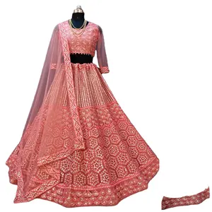 New Collection Pink Color 3 Piece Party Dress Silk Lehenga Choli Amazing Heavy Faux Digital Print Party Wear For Women