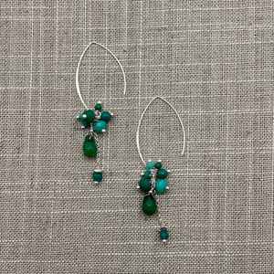 Cuentas de cristal de piedras preciosas Pendientes chapados en plata Pendientes de cuentas caseros con estilo Joyería hecha a mano de moda única Diseño creativo - Product Image 5