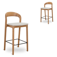 Tabouret de bar en bois massif, chaises de bar d'îlot en bois, tabourets de comptoir rembourrés en tissu, chaises de bar avec coussin en bois pour restaurant et hôtel