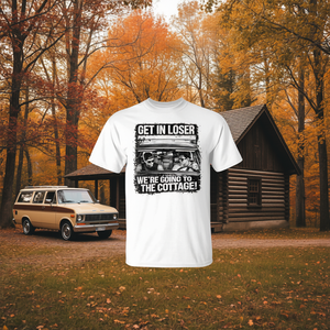 T-Shirt Retrò Anni '90 di Ilya Shane con Scritta 'In Loser We're Going to the Cottage', un Elegante Prodotto Promozionale - Product Image 3