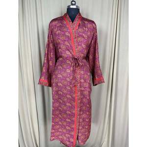 Vintage Chic Recycled Silk Sari <b>Robe</b> Women's Boho Kimono for <b>Beach</b> Resort Wear for Bridesmaid Lounge Wedding Gown Cover Ups - Product Image 2