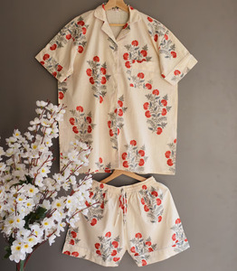 Light <b>Weight</b> Fabric Stitch Pajama <b>Set</b> <b>Women</b> Night Wear Dress Indian Handmade Pajamas <b>Women</b> Wear Cotton Shirt <b>Set</b> - Product Image 5