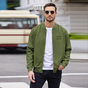 Chaqueta Bomber de Lona de Lujo para Hombre 2025, con Cierre, Cortavientos, Color Sólido, para Exteriores, Cuello en V - Product Image 1