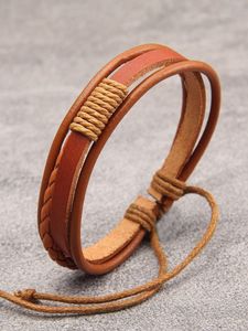 Pulsera de cuero trenzado de tejido Vintage, brazalete ancho de moda para hombre, pulsera de joyería Punk, el mejor regalo - Product Image 2