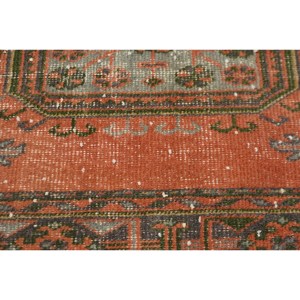 Tapis turc de grande surface classique Orange vert 4.5 X 11.7ft motif abstrait laine et support en latex pour salon - Product Image 5