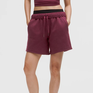 Shorts en molleton pour femme, qualité supérieure, coupe décontractée, 100 % coton, séchage rapide, taille mi-haute avec cordon de serrage, vente en gros, OEM - Product Image 2