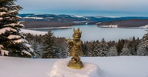Escultura de latón de estilo moderno, estatua de Krishna, artículo de regalo de boda para parejas, símbolo de amor divino para decoración del hogar - Product Image 5