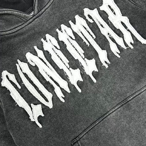 Fabricante de ropa de fábrica 100% algodón Vintage Sun Faded Acid Wash bordado letra desgastada Zip up Hoodie para hombres - Product Image 4