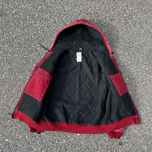 Veste à fermeture éclair rouge délavée à l'acide 100% coton pour homme vintage Sweat à capuche double face avec col à capuche épais pour l'hiver - Product Image 3