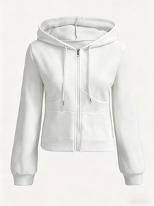 Sudaderas con Capucha para Mujer al por Mayor, Sudaderas Ajustadas de Color Liso para Mujer, Sudadera de Algodón Tejido de Manga Larga de Color Liso - Product Image 5