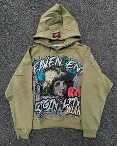 Fabricante de ropa de alta calidad 100% algodón 400 GSM Streetwear DTG impresión Vintage ácido lavado Sudadera con capucha para hombres - Product Image 3