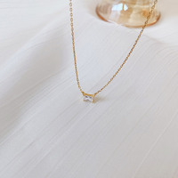 Collier en Moissanite Baguette Dorée en Gros, Faible MOQ, Bijoux Pierre de Naissance