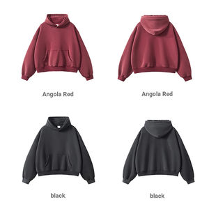 Sweat-shirts à capuche oversize pour hommes, personnalisables avec logo, à épaules tombantes, en molleton bouclette épais, style pull-over - Product Image 4