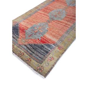 Alfombras de Lana Anudadas a Mano Nuray, Diseño Rectangular con Medallón Rojo Naranja y Patrones Abstractos para el Hogar, para Sala de Estar y Dormitorio, 9x12, Pae-2967 - Product Image 2