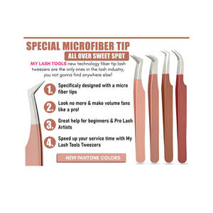 Venta al por mayor de pinzas de extensión de pestañas de acero inoxidable de alta calidad con punta de fibra de etiqueta privada - Product Image 2